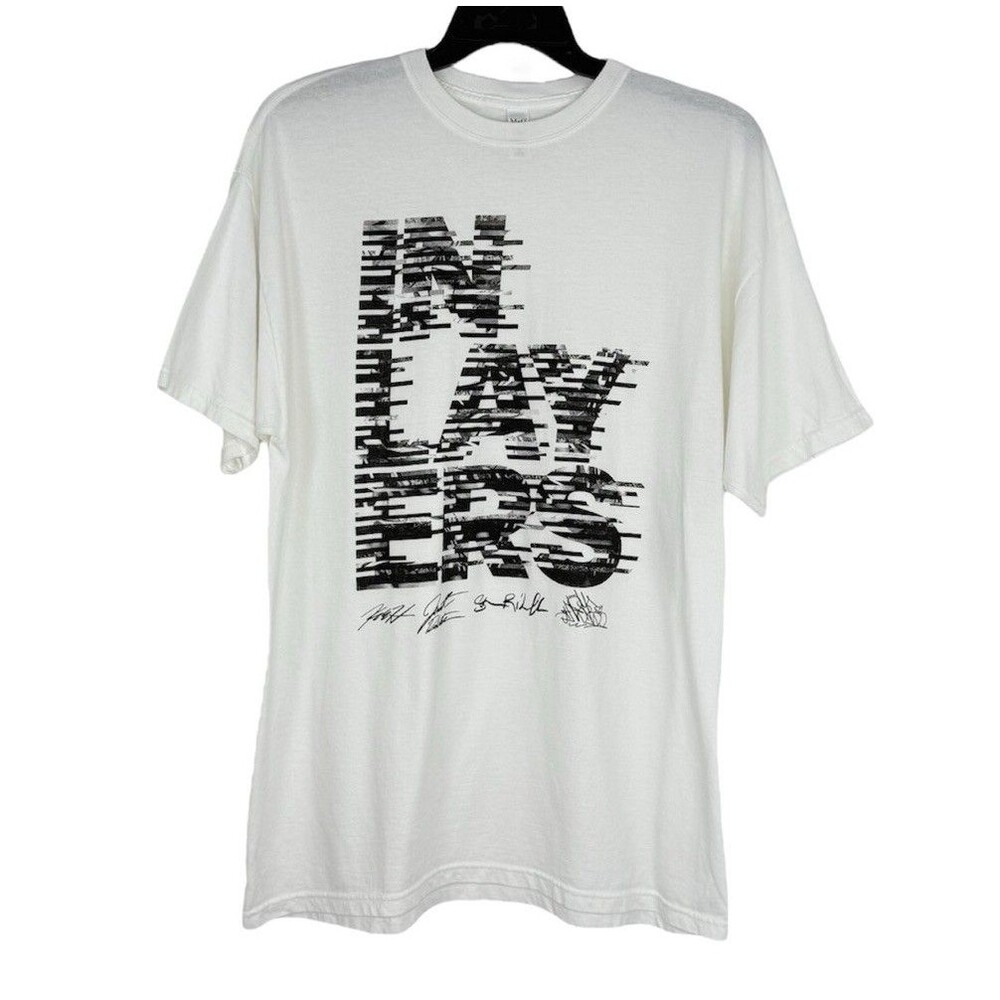 M&O Gold Men’s Large IN LAY ERS Graphic T Shirt Short Sleeve Ivory